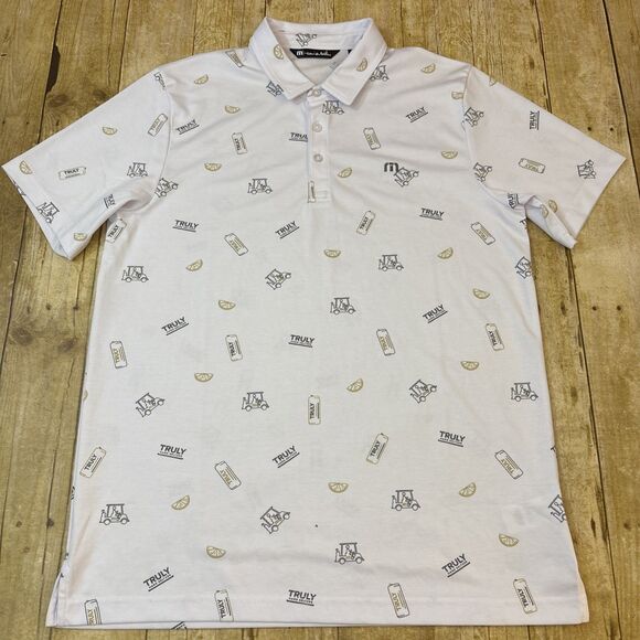 Travis Mathew Polo Shirt Large Truly Hard Seltzer All Over Pattern - Picture 5 of 14